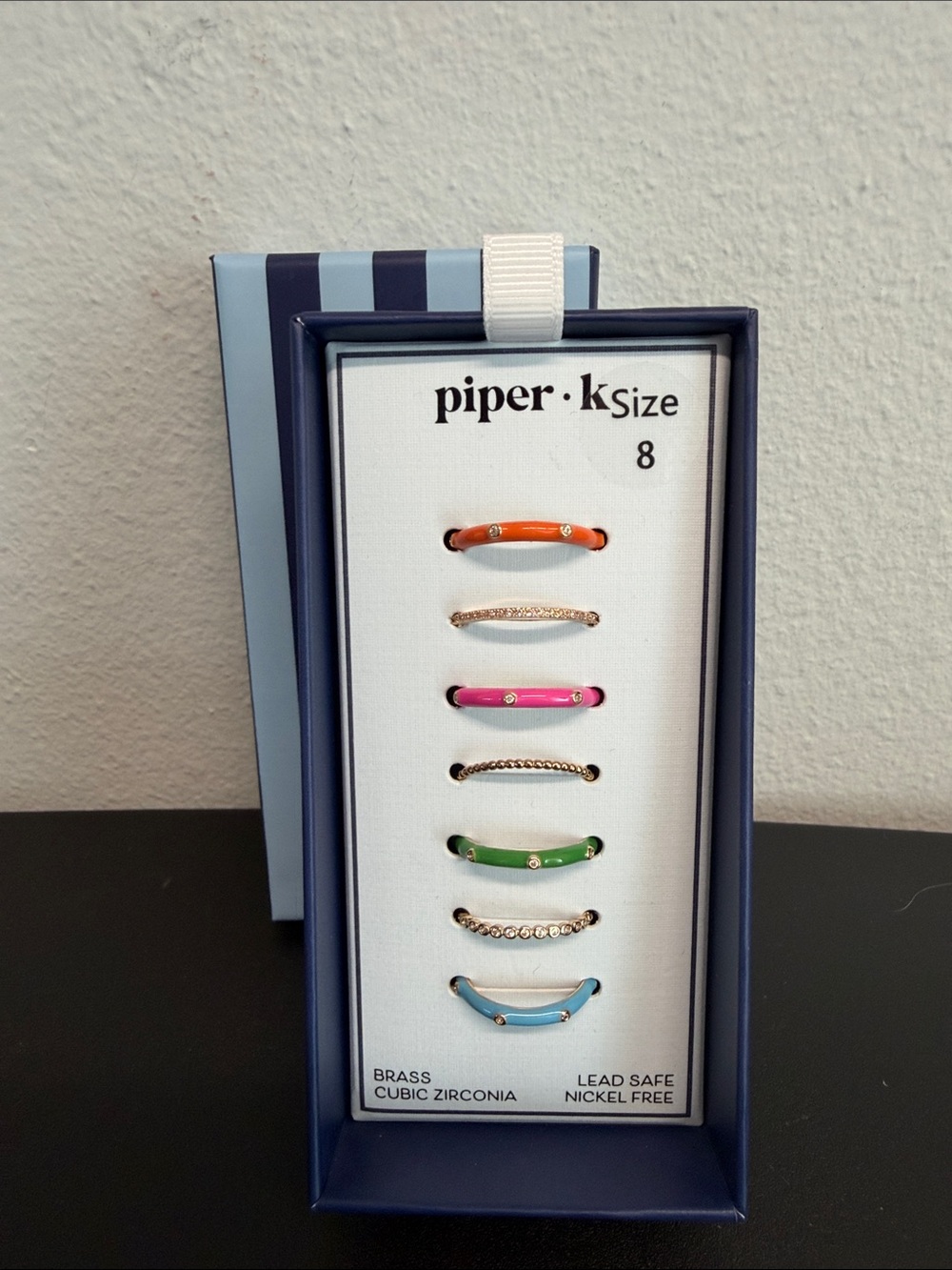 Piper K | Stackable Cubic Zirconia Colores Ring Set | Size 8